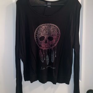 Casual skull dream catcher long sleeve tee